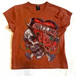 Urban Outfitters 💀 Sacred Heart Skull Graphic Tee Crop Top